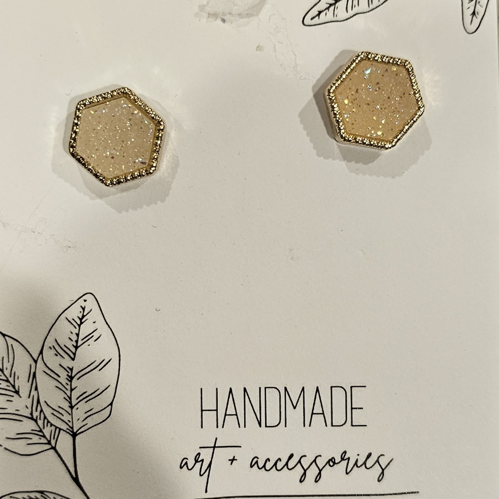 White Ivory Druzy Earring Studs